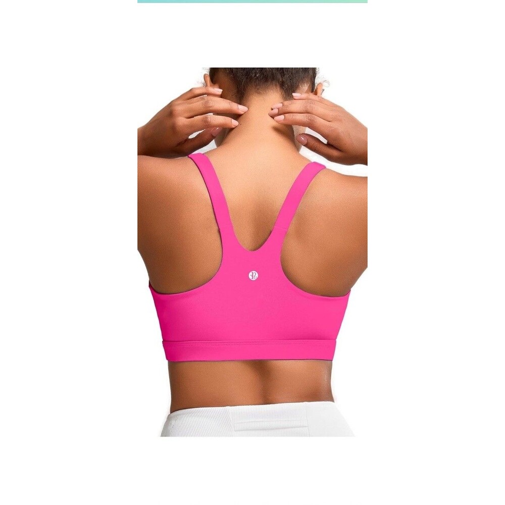 RUNNING GIRL HIGH SUPPORT HIGH IMPACT Sports Bra Sewn Pads Hot Pink Small